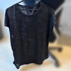 スポーツTシャツ トレーニングウェア ブラック 黒 半袖カモフラメッシュ素材