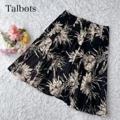 タルボット　フレアスカート　ボタニカル　総柄　ブラック　黒　コットン　綿100
