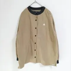 〈ロゴスパーク〉ノーカラージャケット　シャツ　ベージュ　薄手　羽織り　М