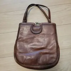 60s アンティーク バッグ ガマブチ レザー ビンテージ