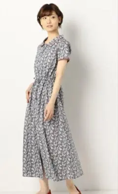 ａ−レトロフラワープリント前開きシャツＯＰarchives 美品　NAVY