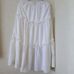 DAZYホワイト シフォン フレアロングスカート未使用