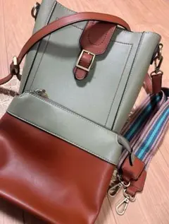 【未使用】3点セットショルダーバッグ✴︎グリーンブラウンモスグリーンピスタチオ