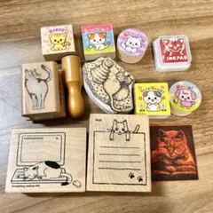 スタンプ猫ちゃん11種＋インクꕤ*.゜