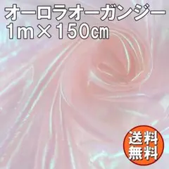 送料無料 オーロラ オーガンジー 生地 1ｍ ライトピンク 手芸 布 Q65