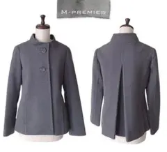 M-PREMIER カシミヤ混 ショートコート 36 Sサイズ グレー