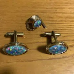 オパール風カフリンクスセット