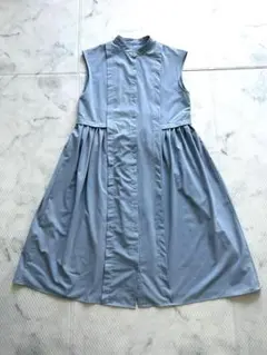 ノースリーブシャツワンピース ライトブルー