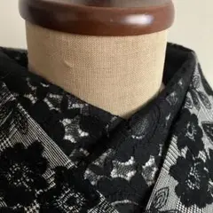 半襟 黒色地 花とペイズリーのレース ハンドメイド