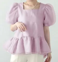 スクエアネックオーガンジートップス