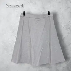 新品　【Seuseed センシード】　ひざ丈　フレアスカート　グレー　無地　灰色