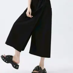 パンツ 巻き ロング ボトムス ボトム ブラック L 巻きスカート風