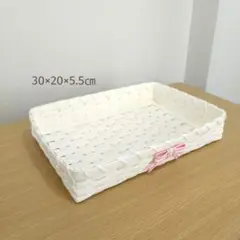 【No.54】トレイ　バスケット　かご　小物入れ　クラフトバンド　ピンク