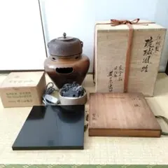 松美堂　藤田宗勝 唐銅 面取道安風炉　茶道具　共箱付き 松美堂 藤田宗勝 唐銅 面取道安風炉 茶道具 共箱付き 工芸品