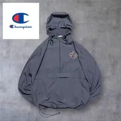 【196】championチャンピオンハーフジップジャケットグレー灰色Sロゴ