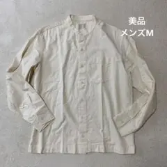 美品　無印良品　スタンドカラーシャツ　ライトベージュ　サイズM