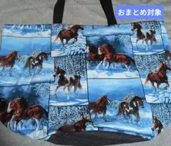 〇超ドでか〇馬柄①バケツ型エコバッグ