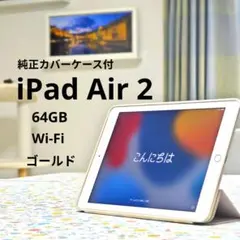 純正カバーケース付美品【iPad Air2 64GB Wi-Fiモデルゴールド】