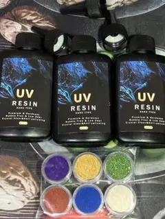 UVレジン 100g 3本セット カラーパウダーおまけつき　ハードレジン液