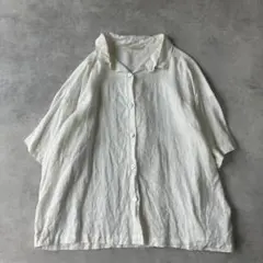 美品　ブランチエム　リネン100％　ゆるりシャツ　白　　229