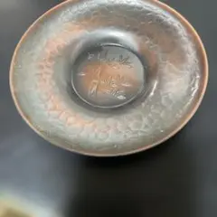 中古品　竹模様の茶色の皿　15ー178