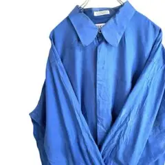 シンプルなシャツ 無地　LUCASIMI 長袖シャツ　ブルー　XL メンズ