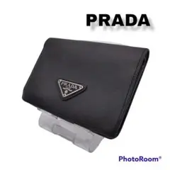 PRADA プラダ サフィアーノ 二つ折り財布 レザー ブラック 三角プレート