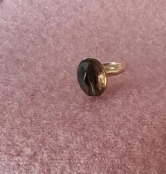 スモーキークォーツ　10×14mm　天然石　リング　ハンドメイド　11号フリー