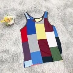 個性的✨タンクトップ パッチワーク カラフル ワンポイント メンズ