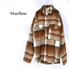 US古着 Starlow チェック柄 フランネルネルシャツ ブラウン ホワイト