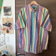 90s Hunt Club ストライプシャツ 半袖 XL