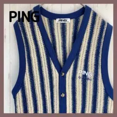 【状態◯】PING ピン ストライプ ニット ベスト 日本製 ゴルフ メンズ