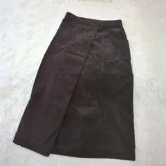無印良品 コーデュロイスカート(M)ミモレ丈 イージー ブラウン アシメ 上品