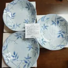 惣菜鉢 カレー皿３枚 竹久夢二 夢日記シリーズ 陶器皿 セット 20cm 未使用