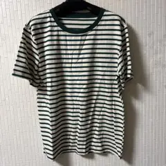 グリーンと白の横縞Tシャツ(新品未使用)