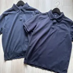 UNIQLO ユニクロ　鹿の子カノコポロ　ニットポロ　２着セット　L ネイビー