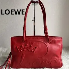 ✨️極美品✨️ LOEWE ショッパートート トートバッグ レッド レザー ロゴ