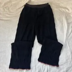 Q リブ編み ブラックパンツ　サイズ2