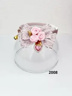 2008.猫首輪 サテン トープ色 バラ