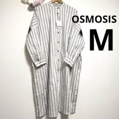 【新品タグ付】OSMOSIS ストライプ シャツワンピース 七分袖