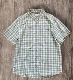 値下　Columbia 半袖シャツ XL 緑系チェック　XL 美品