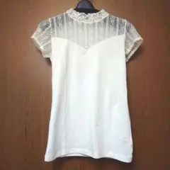 アイボリー レース袖 半袖Tシャツ　しまむら