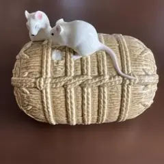 ネズミ 置物 陶器製 米俵