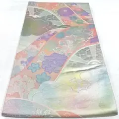 m-A1384 ●高級 正絹 六通 袋帯