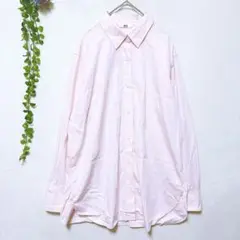 G2041ユニクロ✤長袖シャツ L〜LL相当ゆったり ピンク エクストラファイン