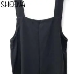 【SHEENA】裾スリットリラックスサロペット　ブラック　M