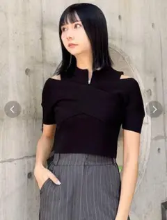 ZIPカシュクールハーフニット