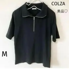 美品♡コルザ　サマーリブニット　　半袖　金チャック　黒　Mサイズ　綿混