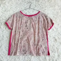 アフタヌーンティー　綿麻　リバティ　花柄　異素材　切替　Tシャツ　MR　キレイ色