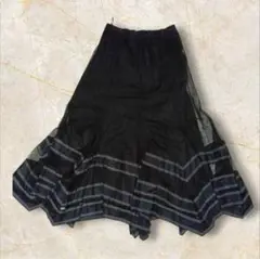 【スペッチオ】チュールスカート　シャトルプリーツ　ロング　社交ダンス　衣装　黒